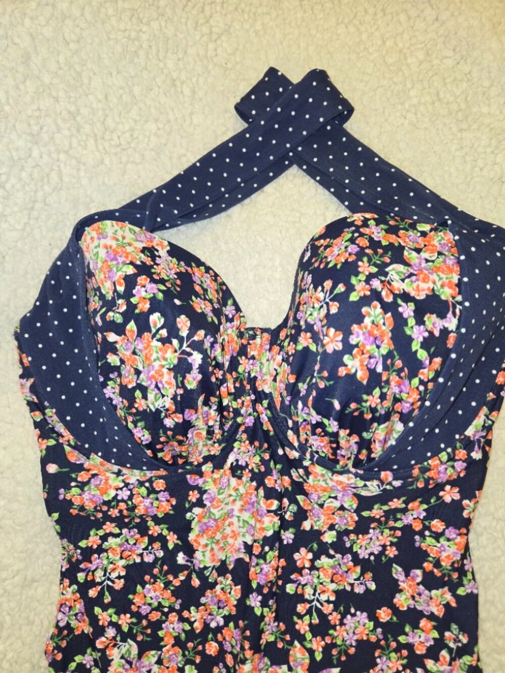 NWT Figleaves Floral Underwire Halter One Piece Swimsuit 34FF Full Bust - Picture 2 of 5